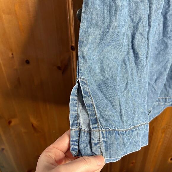 Cloth + Stone Chambray Dress Off The Shoulder Women’s Small Fisherman Americana - Picture 7 of 9